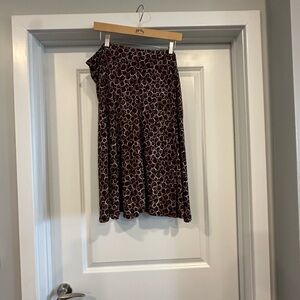 Merona Brown and White Patterned A-Line Skirt